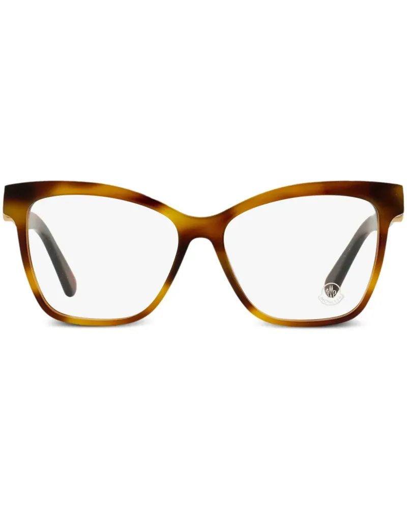 Moncler Brille mit Logo-Schild - Braun Braun