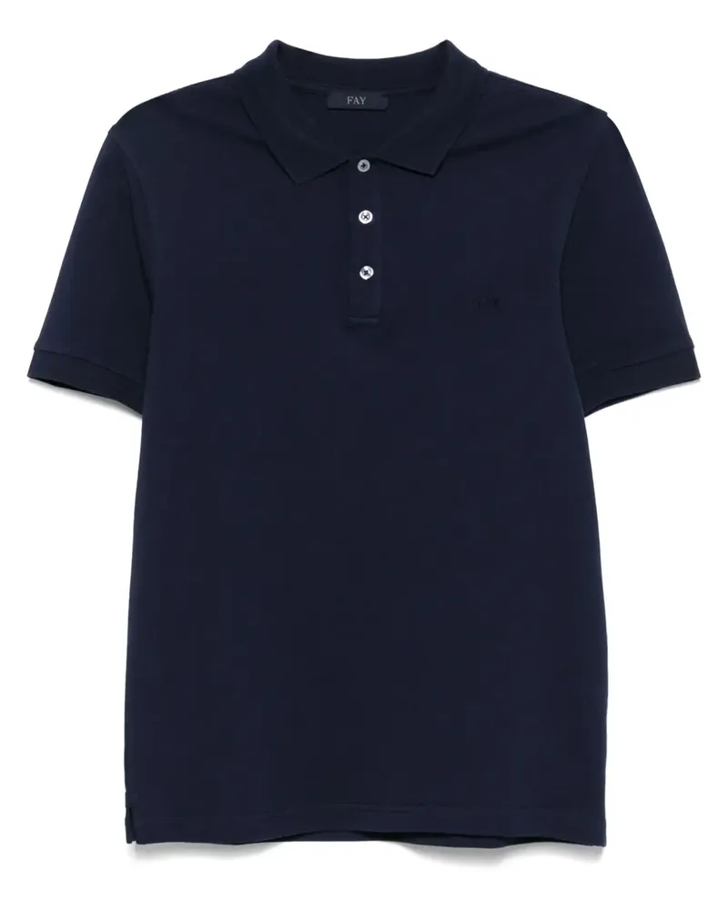 Fay Poloshirt aus Piqué - Blau Blau