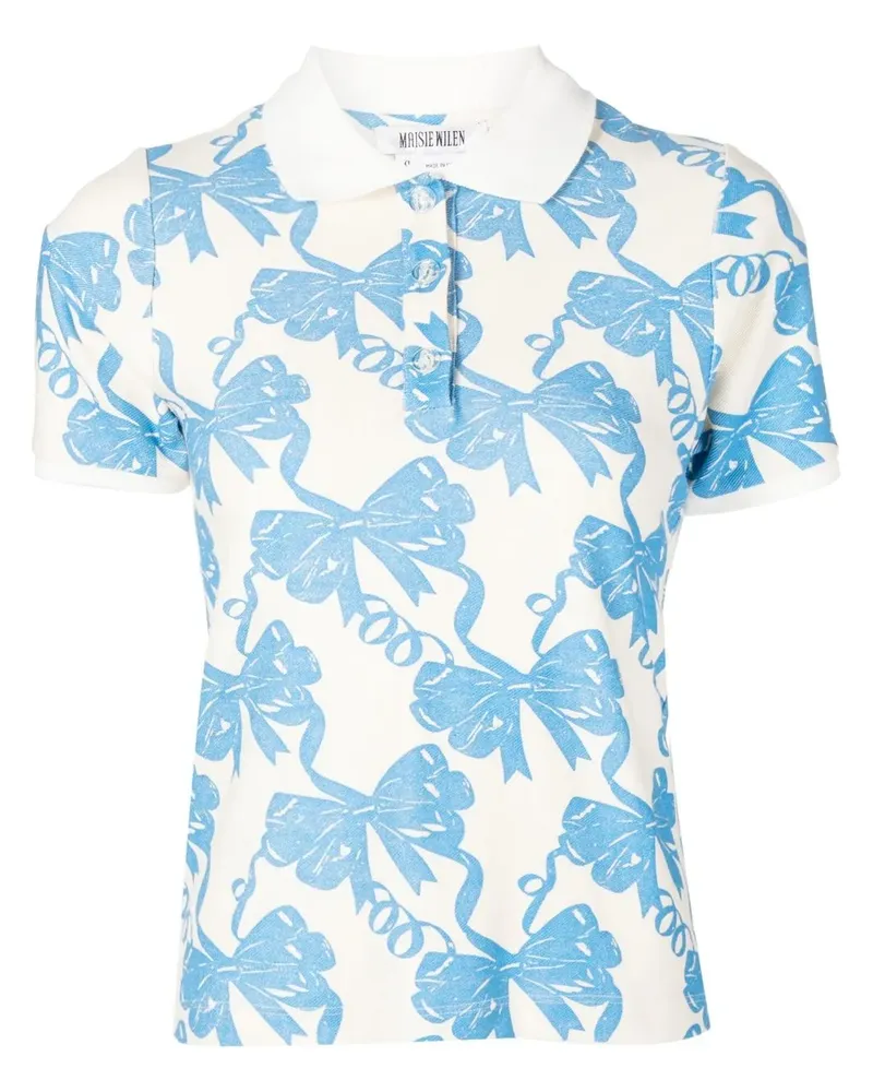 Maisie Wilen Poloshirt mit Schleifen-Print - Blau Blau