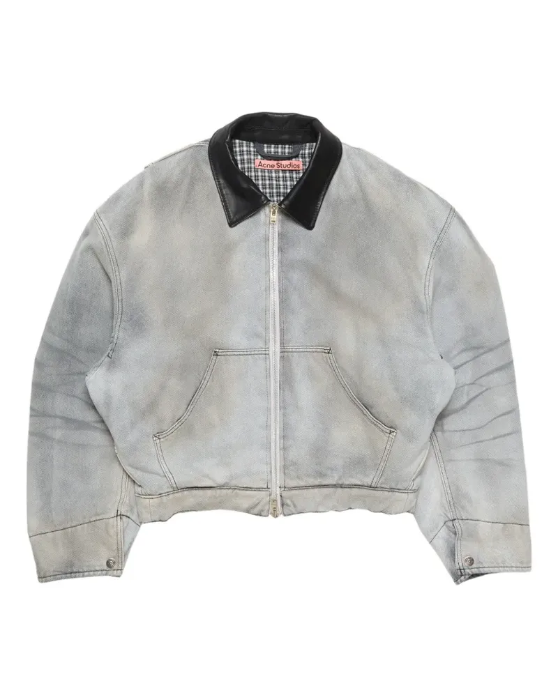 Acne Studios Jeansjacke mit Lederkragen - Grau Grau