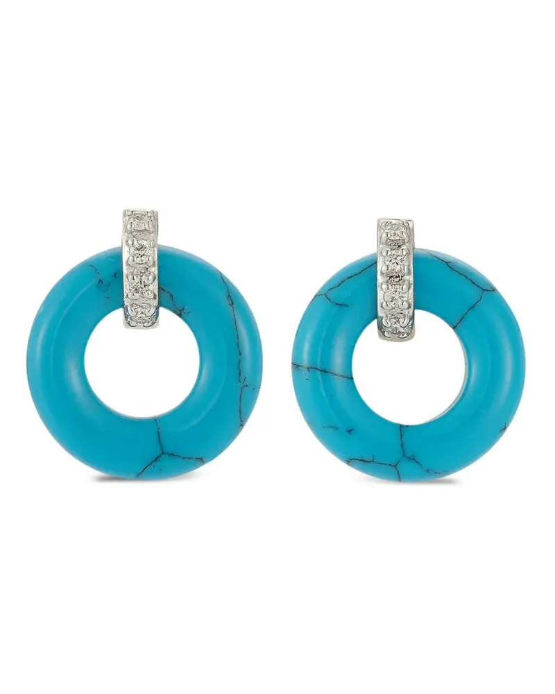 MATEO 14kt Donut Gelbgoldohrringe mit Diamant - Blau Blau