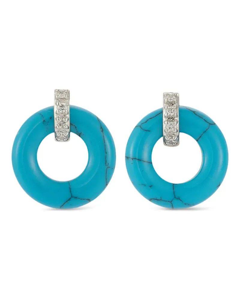 MATEO 14kt Donut Gelbgoldohrringe mit Diamant - Blau Blau