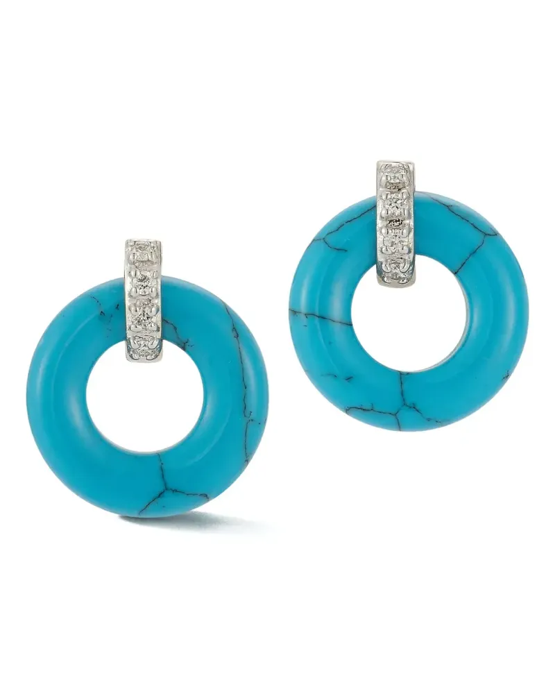 MATEO 14kt Donut Gelbgoldohrringe mit Diamant - Blau Blau