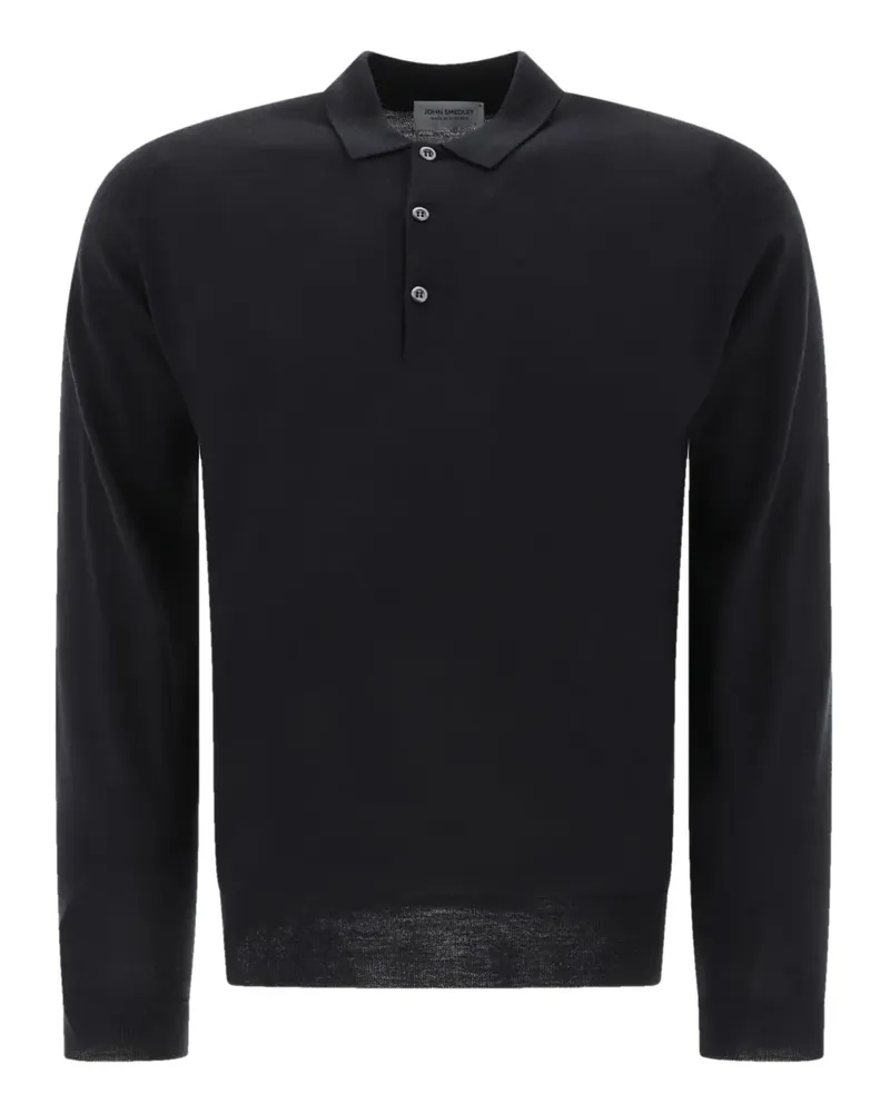 John Smedley Poloshirt mit klassischem Kragen - Schwarz Schwarz