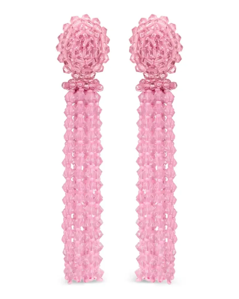 Oscar de la Renta Quasten-Ohrringe mit Perlen - Rosa Rosa