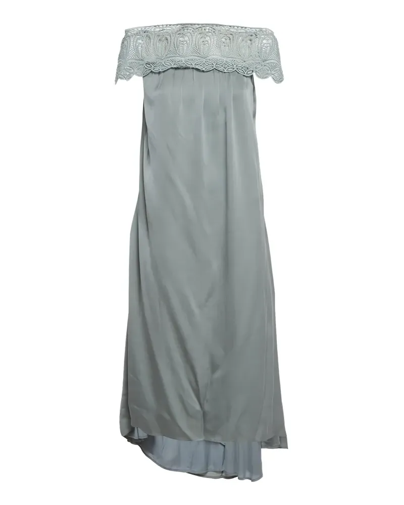 Self-Portrait Schulterfreies Maxikleid mit Spitzenbesatz - Blau Blau