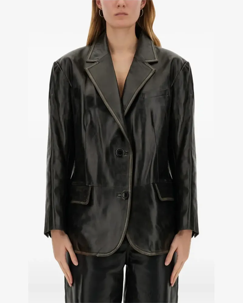 STAND Einreihiger Blazer aus Leder - Schwarz Schwarz