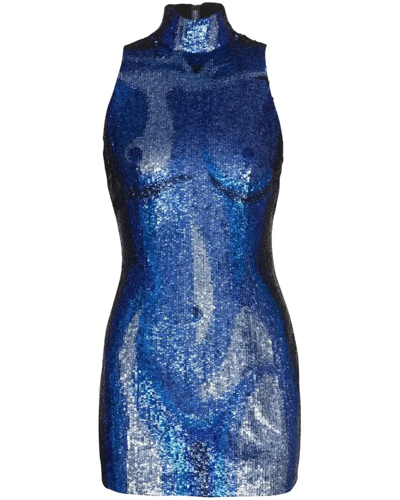 Balmain Minikleid mit Pailletten - Blau Blau