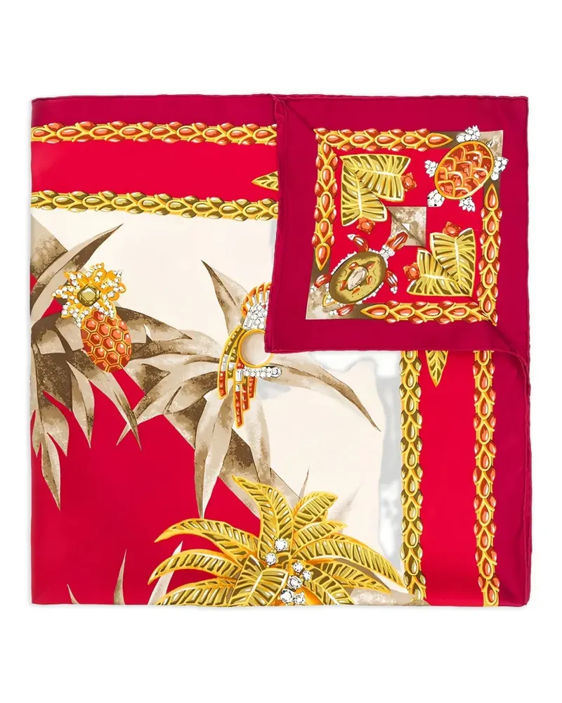 Cartier 1990s Schal mit tropischem Print - Rot Rot