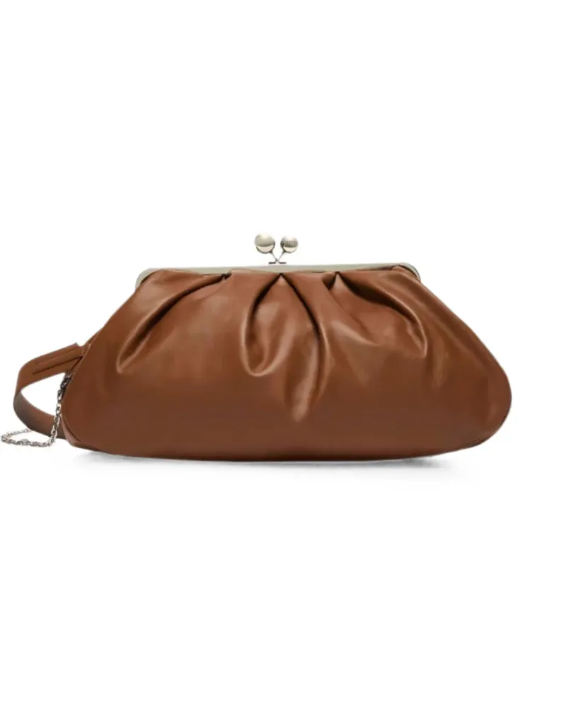 Max Mara large Pasticcino leather clutch bag - Braun Braun