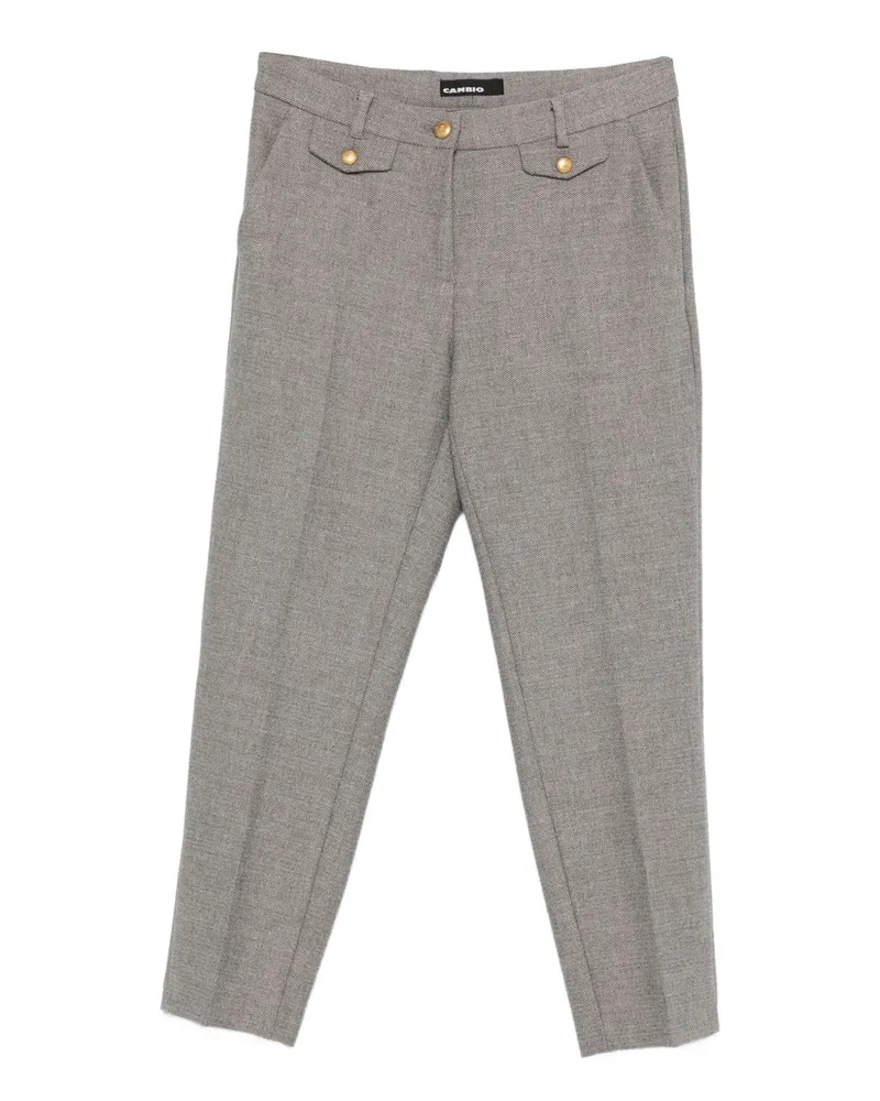 Cambio Hose mit Fischgrätenmuster - Grau Grau