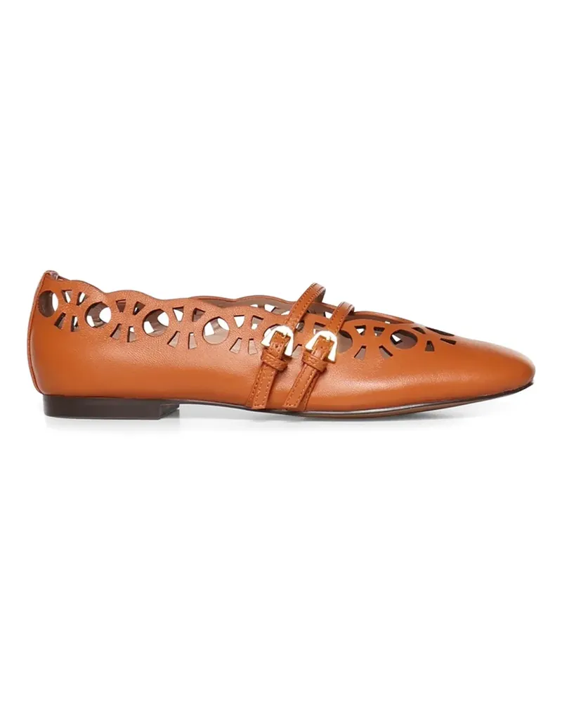 Coccinelle Risako buckled cut-out ballet flats - Braun Braun