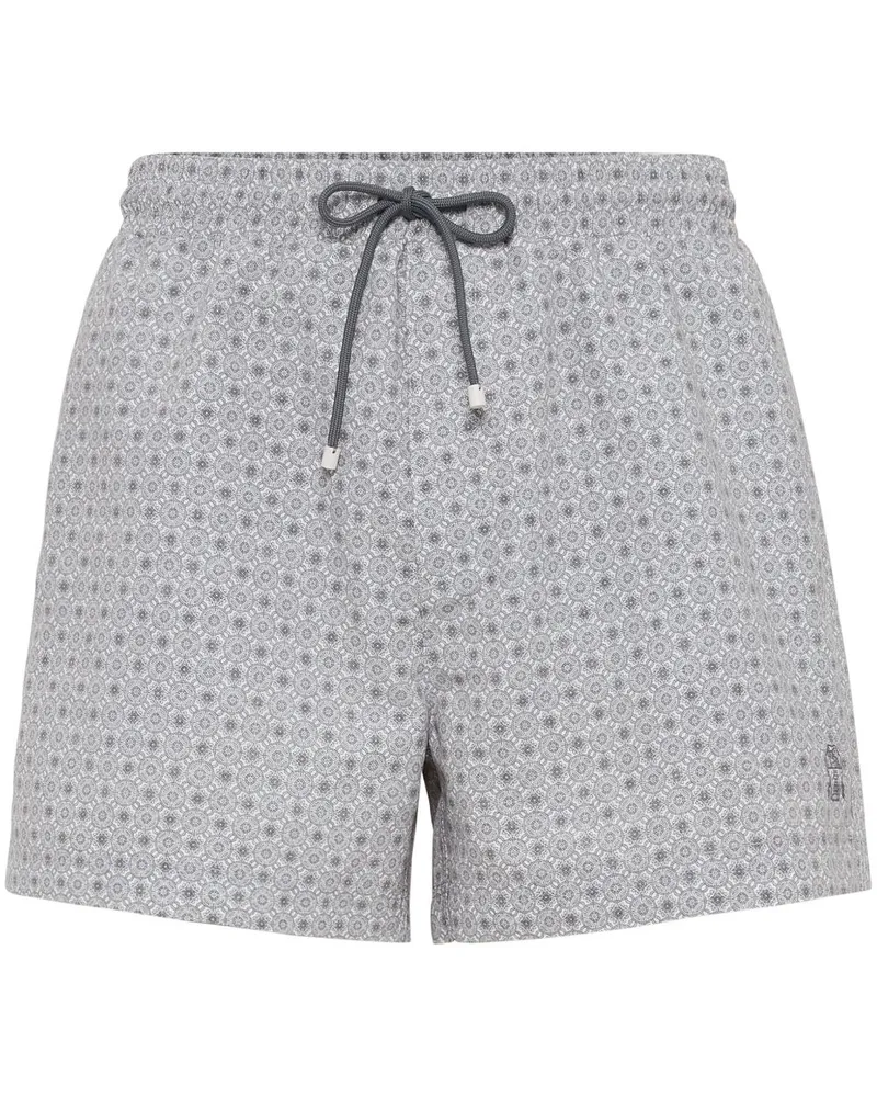 Brunello Cucinelli Badeshorts mit grafischem Print - Grau Grau