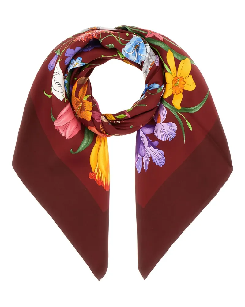 Gucci Seidenschal mit Blumen-Print - Rot Rot