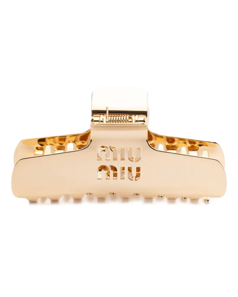 Miu Miu Haarspange mit Logo-Prägung - Gold Gold