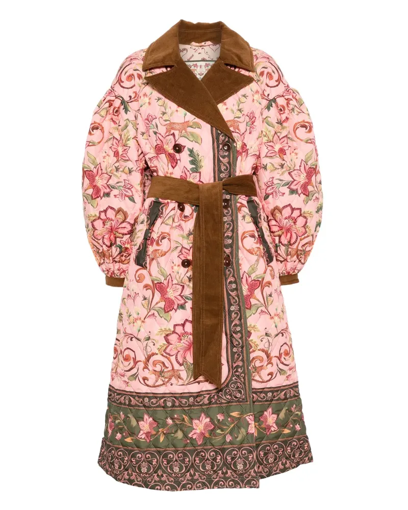 Barbour floral quilted belted double-breasted coat - Rosa Rosa