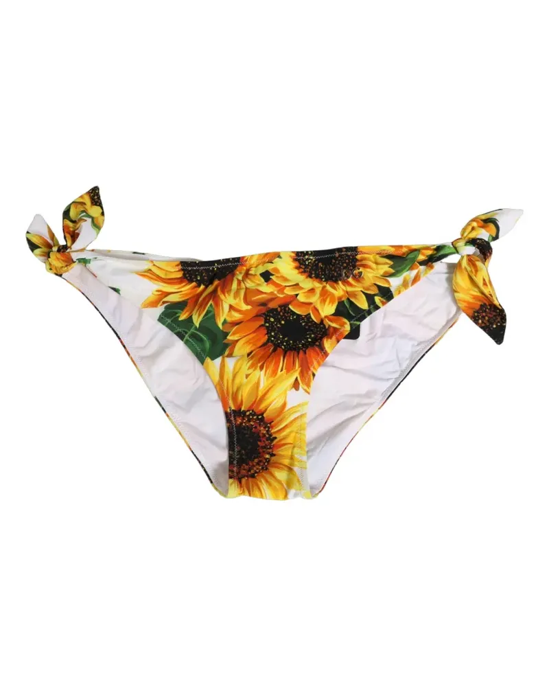 Dolce & Gabbana sunflower-print tie-side bikini bottoms - Weiß Weiß