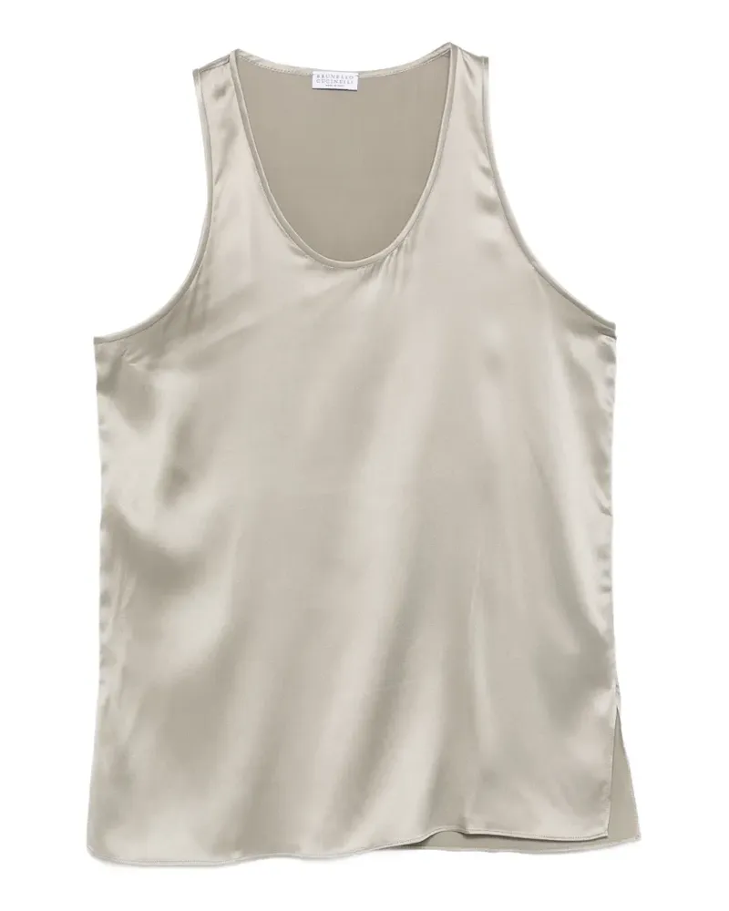 Brunello Cucinelli scoop-neck silk blouse - Grau Grau