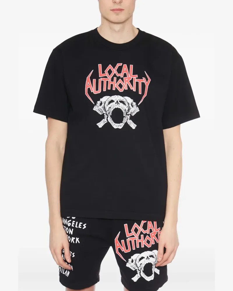 Local Authority Tri Skull O Shop cotton T-shirt - Schwarz Schwarz