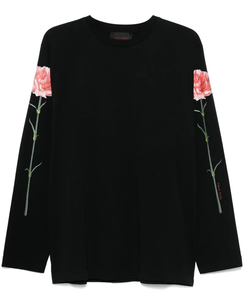 Simone Rocha Langarmshirt mit Nelken-Print - Schwarz Schwarz