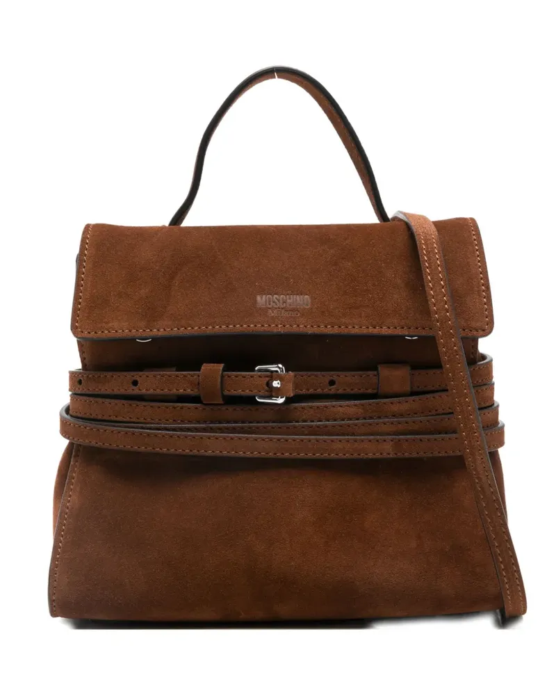 Moschino buckle leather shoulder bag - Braun Braun