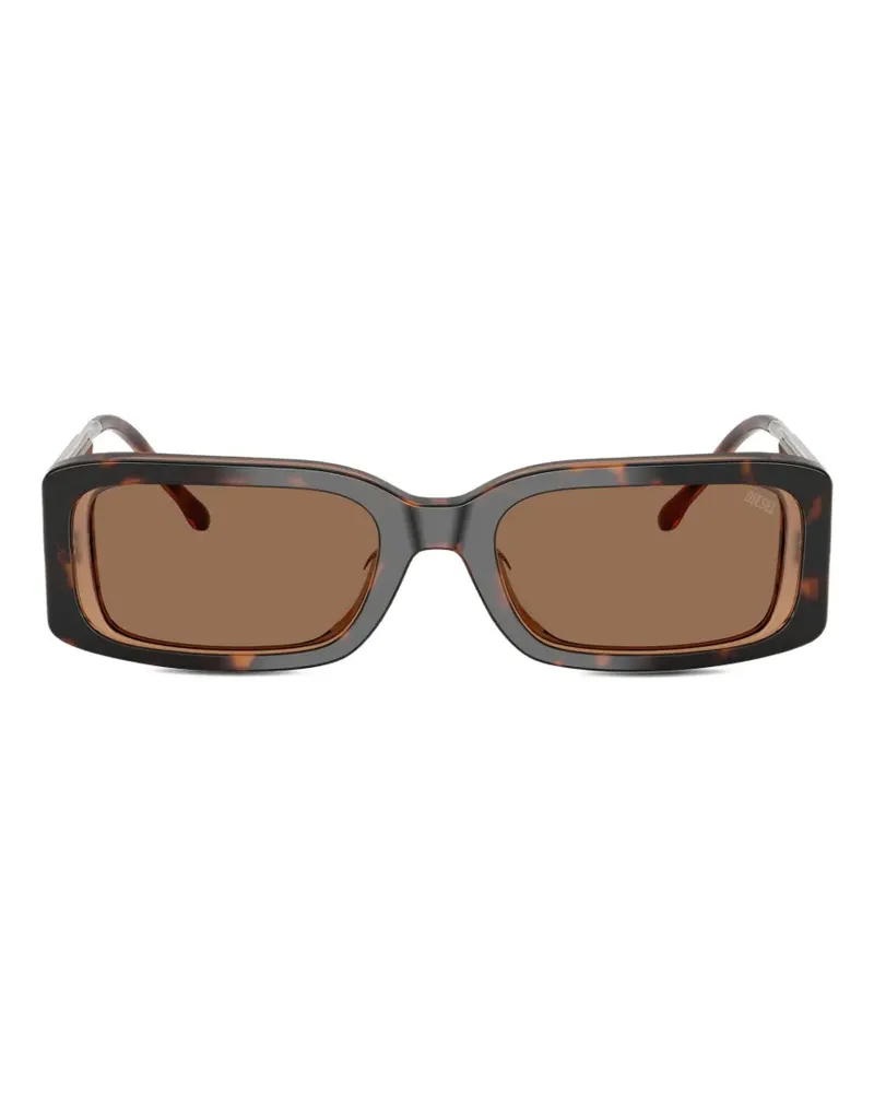 Diesel tortoiseshell-effect rectangle-frame sunglasses - Braun Braun