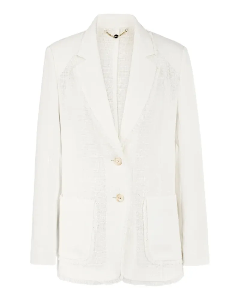 Marc Cain frayed-edge single-breasted blazer - Weiß Weiß