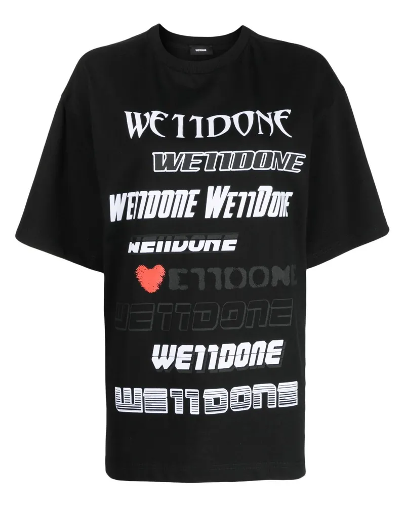 WE 11 DONE T-Shirt mit Logo-Print - Schwarz Schwarz