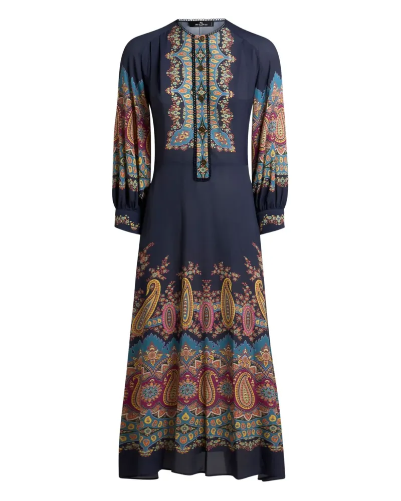 Etro Geknöpftes Midikleid mit Paisley-Print - Blau Blau