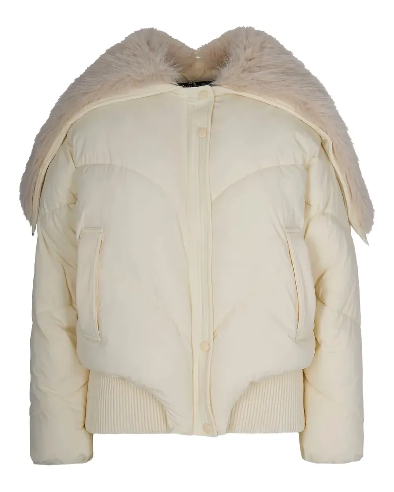 Patrizia Pepe faux fur-collar jacket - Nude Nude