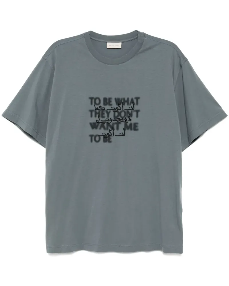 QASIMI T-Shirt mit verwischter Kalligrafie - Grau Grau