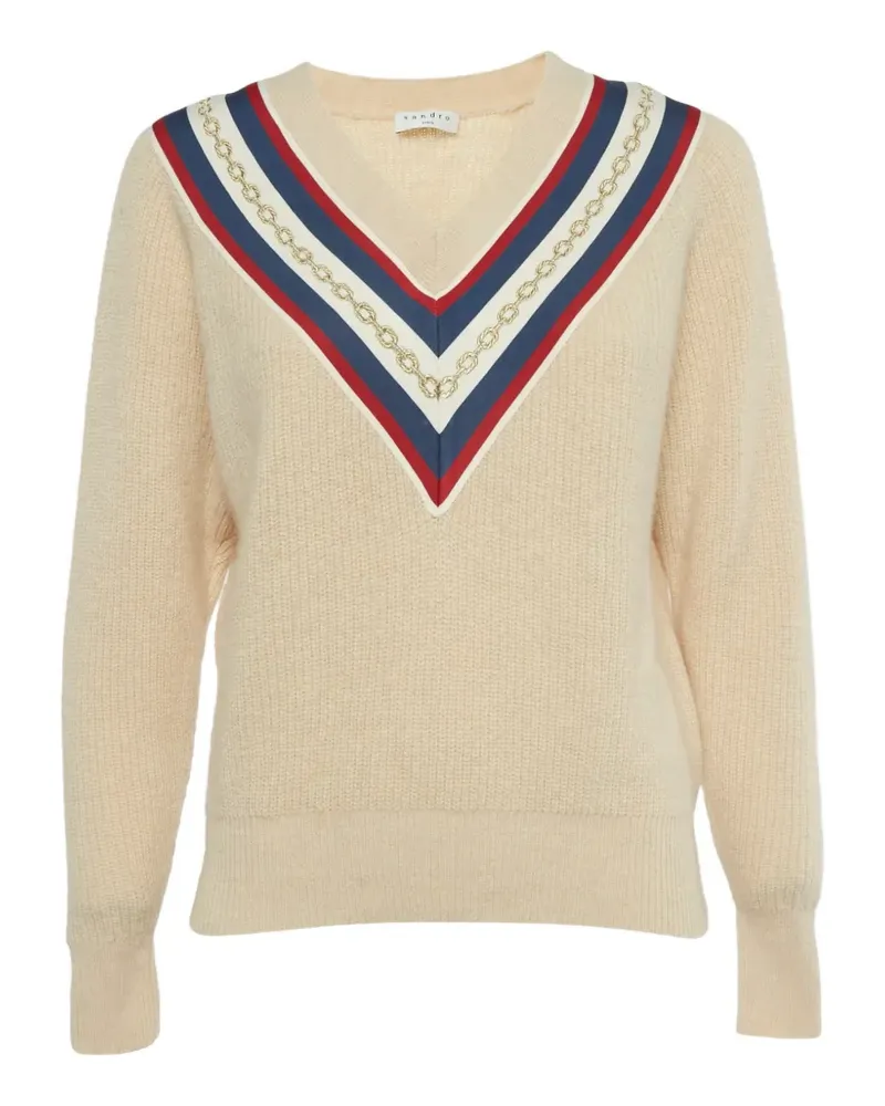 Sandro Pullover mit V-Ausschnitt - Nude Nude