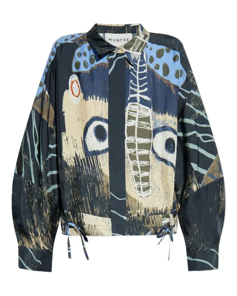 MUNTHE Loasta Oberteil mit abstraktem Print - Schwarz Schwarz