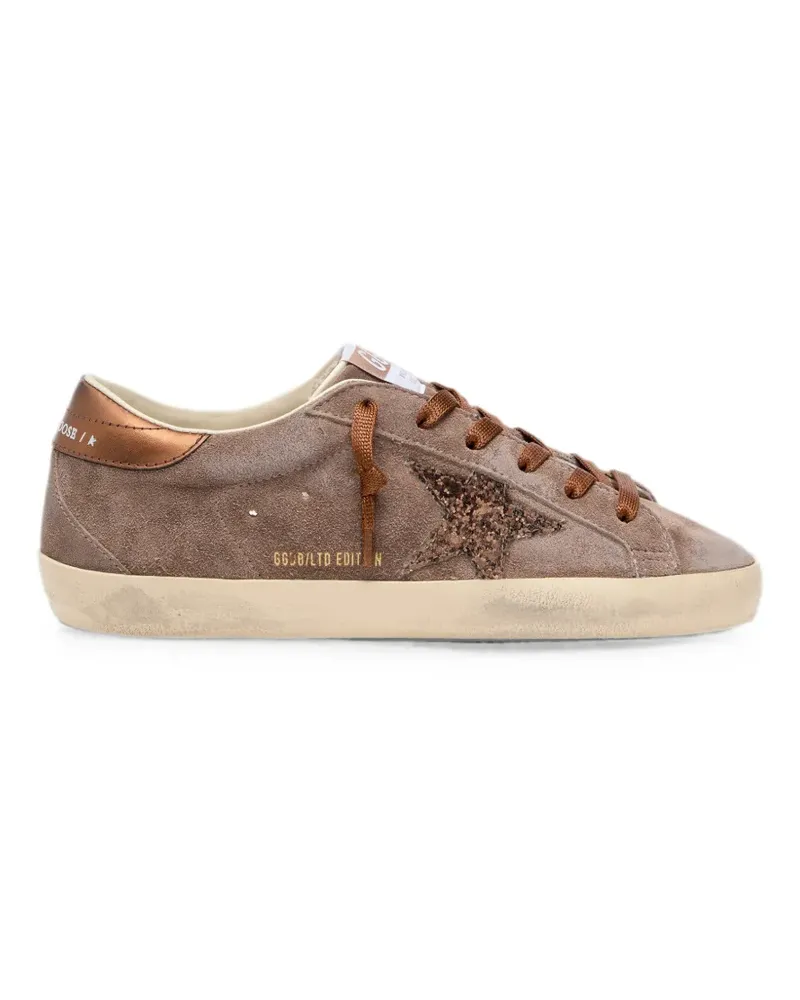 Golden Goose Super Star laminierter Wildlederabsatz mit Zehenpartie und Glitter-Stern - Braun Braun