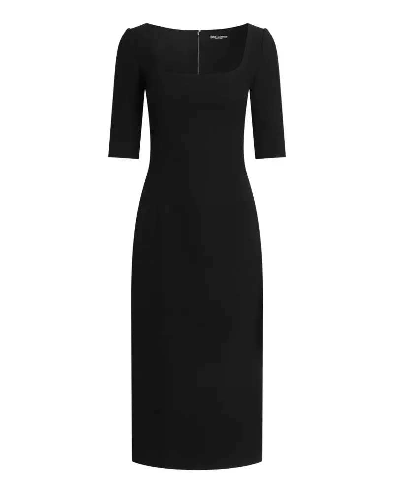 Dolce & Gabbana Midikleid aus Wollkrepp - Schwarz Schwarz