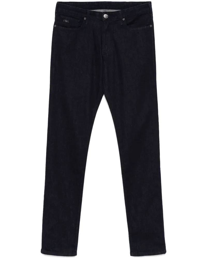 Emporio Armani Slim-Fit-Jeans mit Logo-Schild - Blau Blau