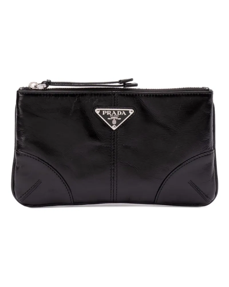 Prada Portemonnaie mit Triangel-Logo - Schwarz Schwarz