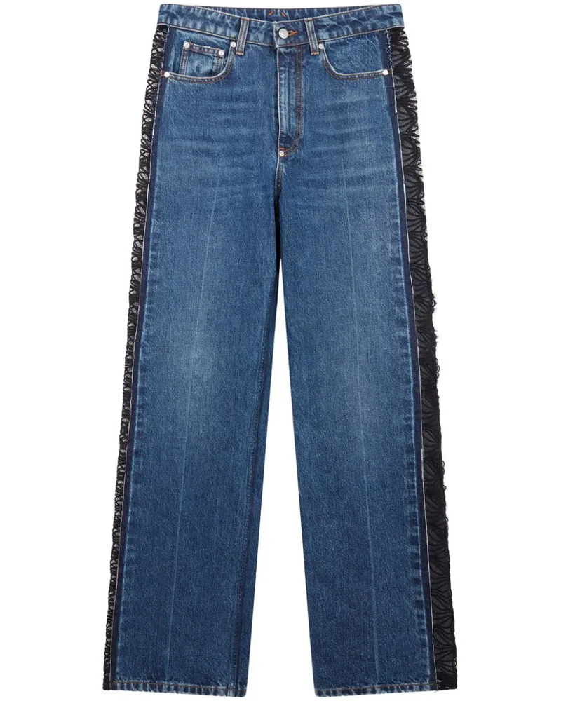 Stella McCartney Gerade Jeans mit Spitzeneinsatz - Blau Blau