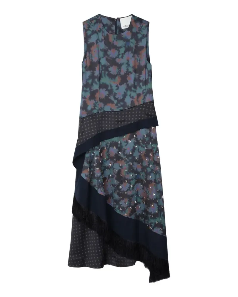 3.1 phillip lim Asymmetrisches Desert Flower Midikleid - Blau Blau