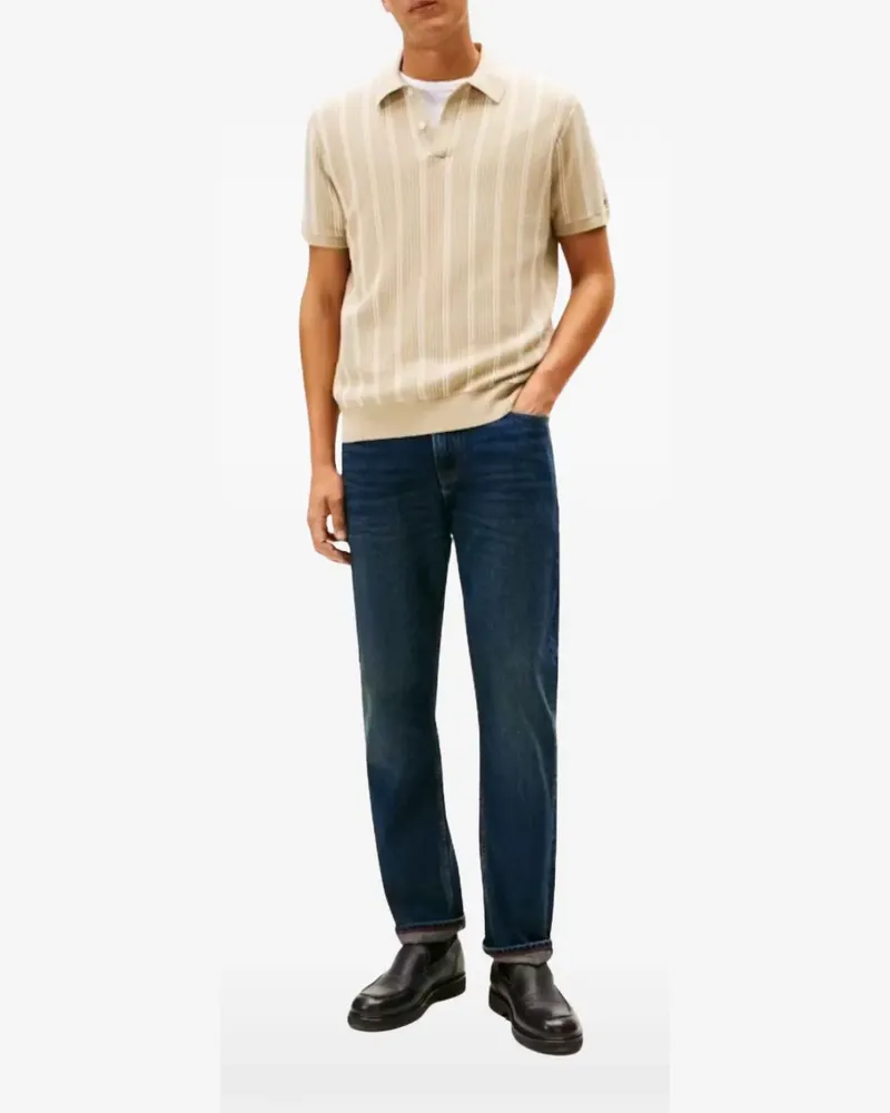 Tommy Hilfiger vertical-stripe knitted polo shirt - Nude Nude