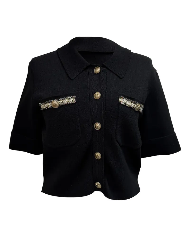 Maje Cropped-Cardigan mit Kontrastdetails - Schwarz Schwarz