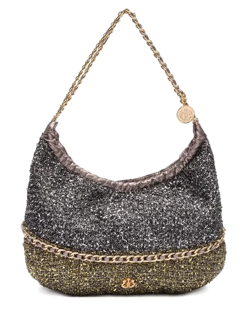 ISLA Schultertasche mit Kettenverzierung - Schwarz Schwarz