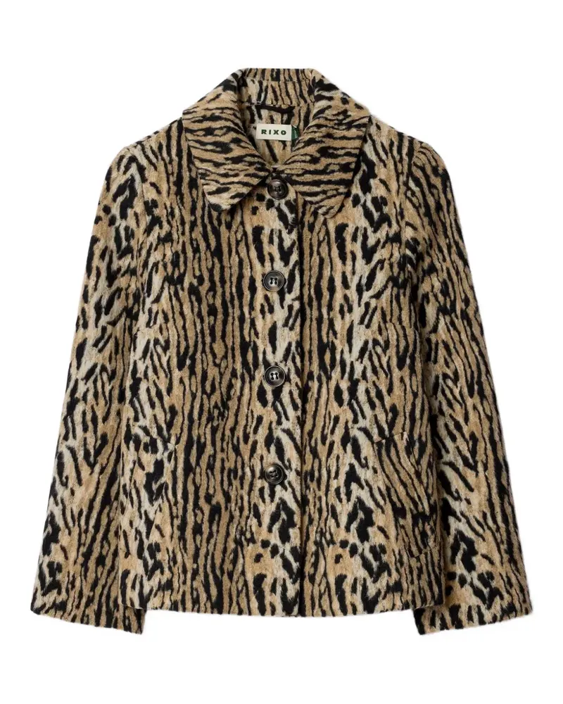 RIXO Tommie leopard-print single-breasted jacket - Braun Braun