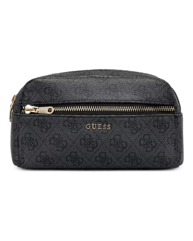 Guess logo-print zip-around make-up bag - Schwarz Schwarz