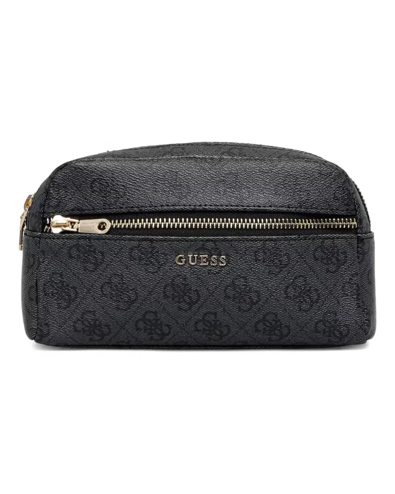 Guess logo-print zip-around make-up bag - Schwarz Schwarz