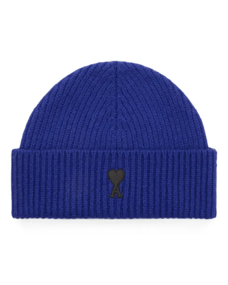 AMI Paris Ami de Coeur Beanie aus Wolle - Blau Blau