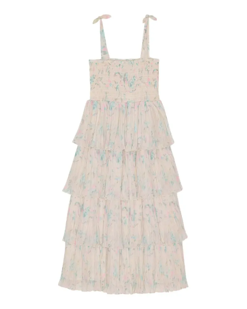 Ganni Gerüschtes Midikleid - Weiß Weiß