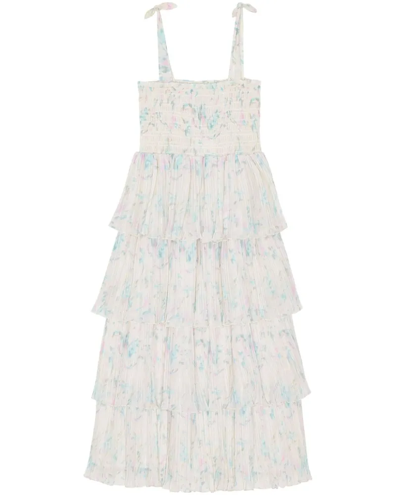 Ganni Gerüschtes Midikleid - Weiß Weiß
