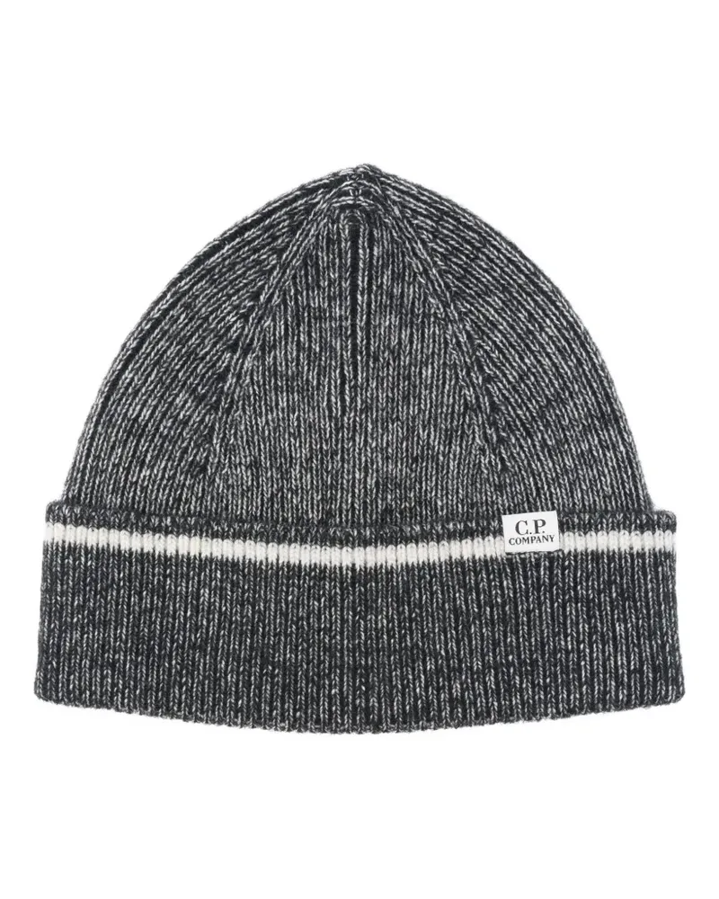 C.P. Company Beanie mit Logo-Detail - Schwarz Schwarz