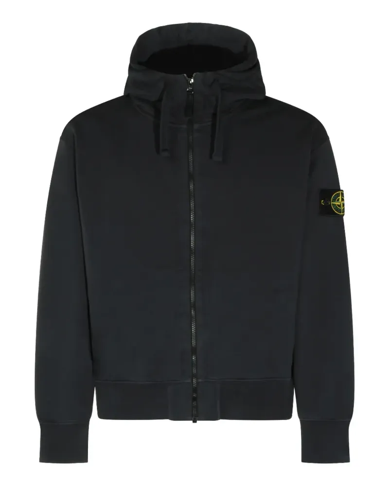 Stone Island logo-patch zip-up hoodie - Blau Blau
